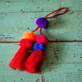 Wool Pompoms, Sets of Pom Poms with Tassel Textile Zinnia Folk Arts Multi 2  