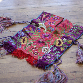 Zinacantán Purple Embroidered Rebozo Shawls--Child Size textiles Zinnia Folk Arts   