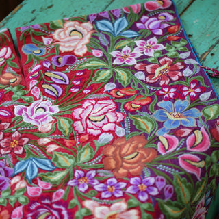 Zinacantán Purple Embroidered Rebozo Shawls textiles Zinnia Folk Arts   